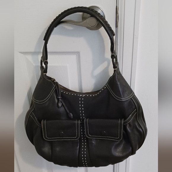COLE HAAN VINTAGE Black Leather Hobo Bag - Picture 1 of 8